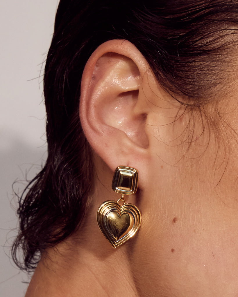 Two-Tone Heart Earrings — alternate angle