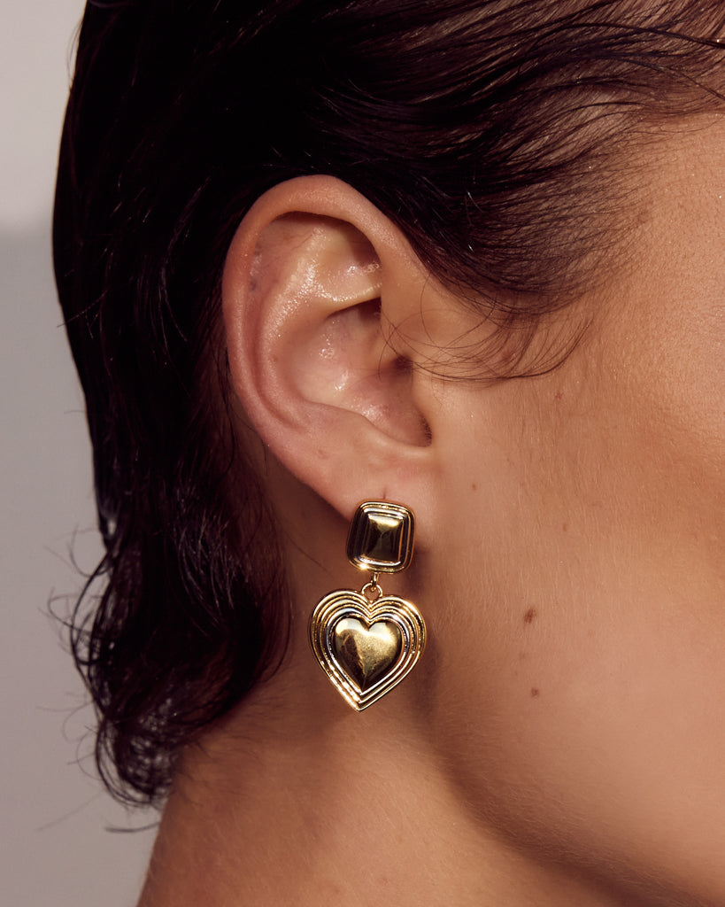 Two-Tone Heart Earrings — detail view 2