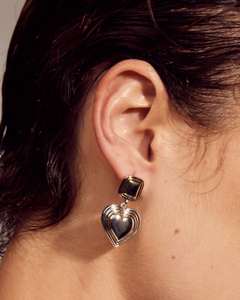 Two-Tone Heart Earrings — alternate view 2