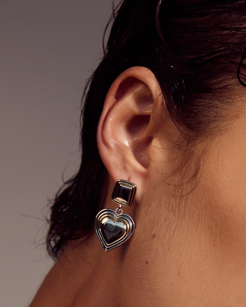 Two-Tone Heart Earrings — alternate view 2