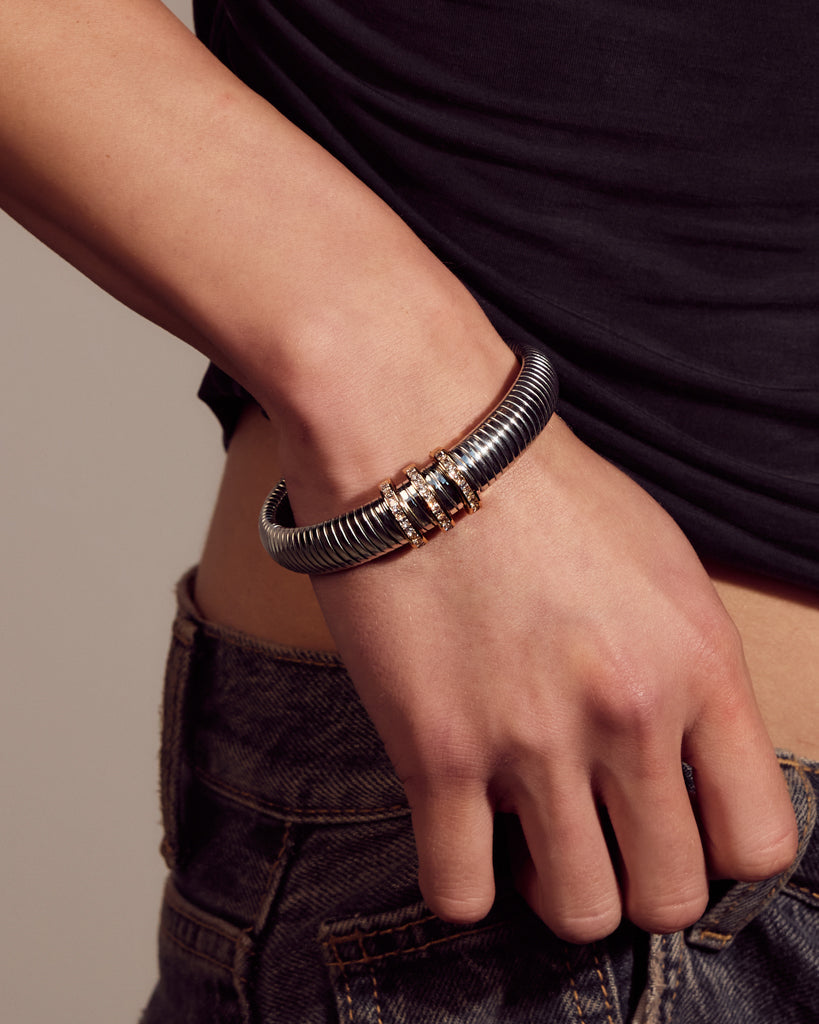 Pavé Trio Snake Chain Bracelet — alternate view 2