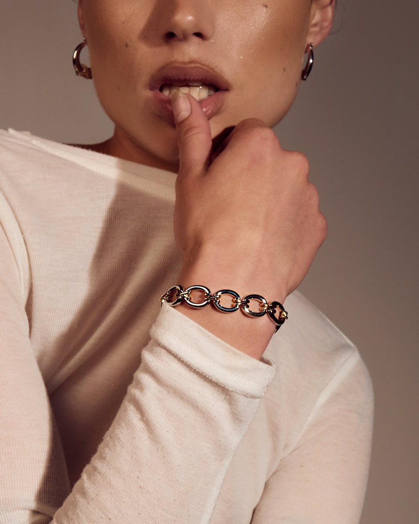 Two-Tone Chain Bracelet — detail view