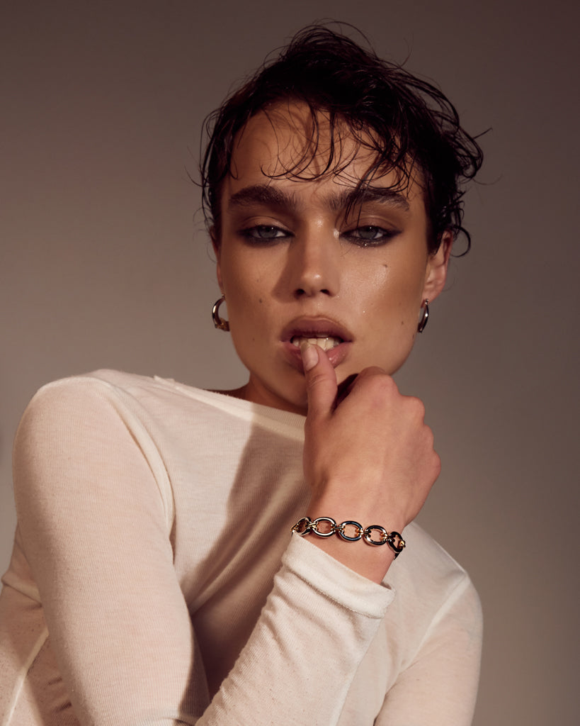 Two-Tone Chain Bracelet — alternate angle