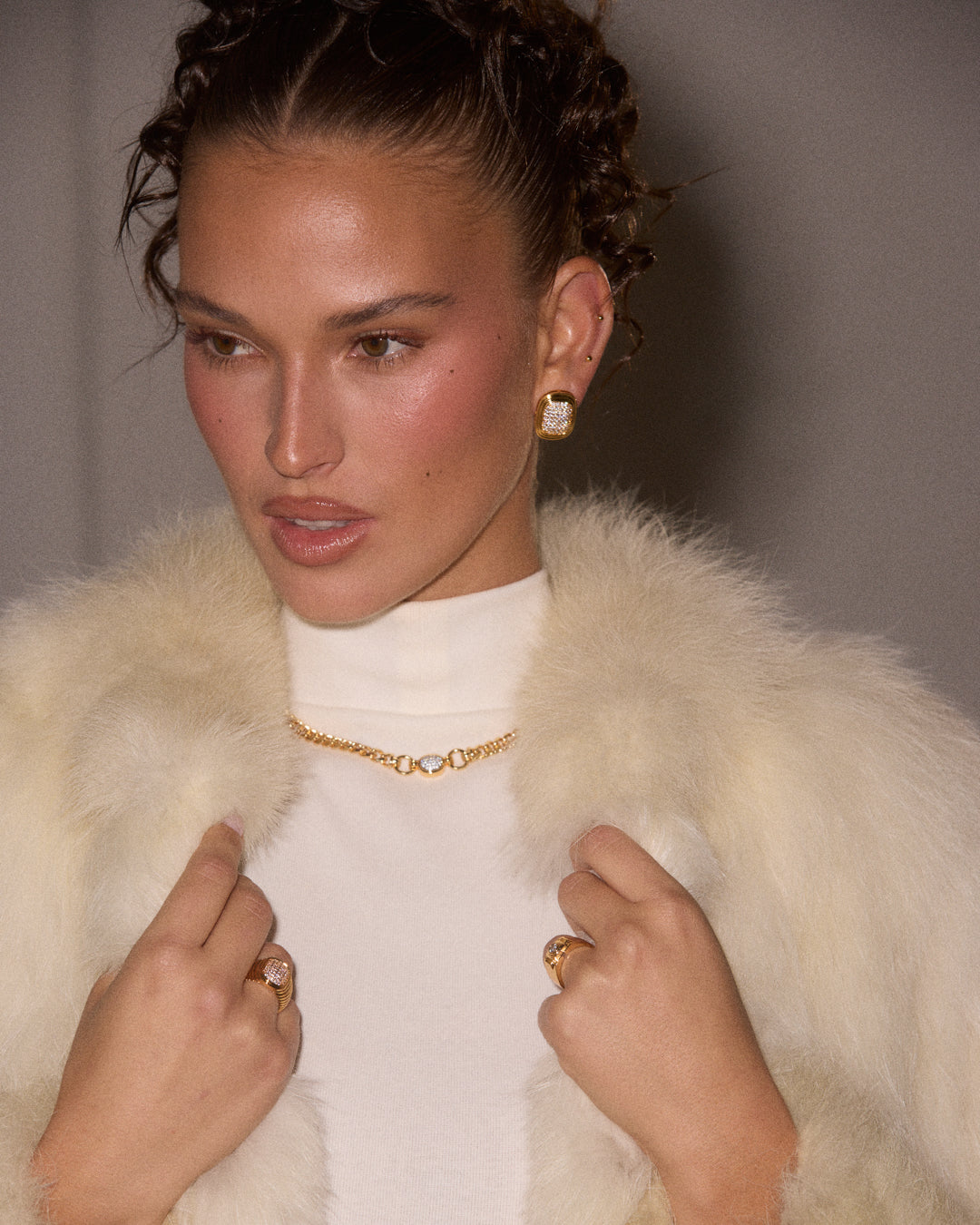 Pavé Oval Statement Studs - Earrings — another angle