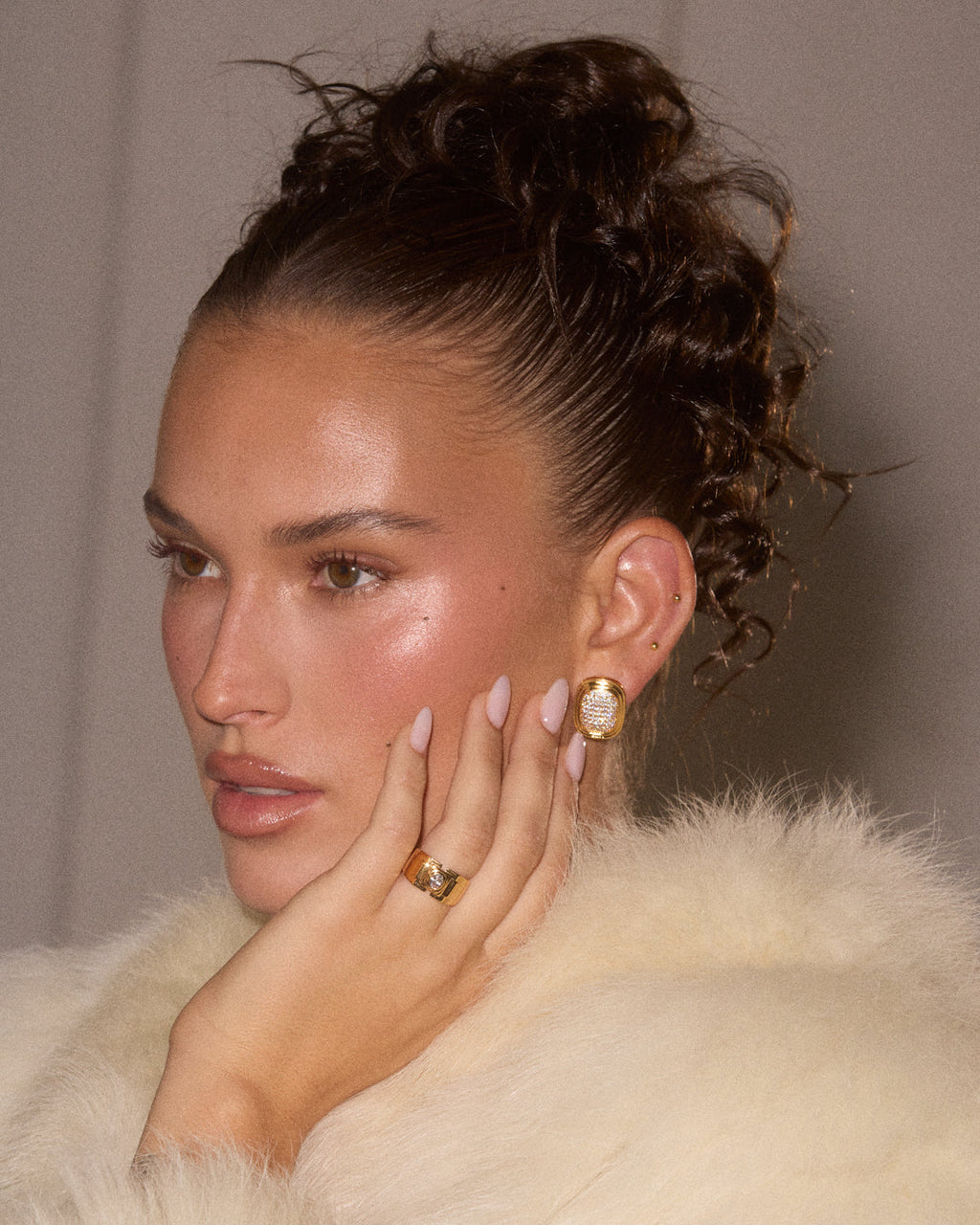 Pavé Oval Statement Studs - Earrings — alternate angle
