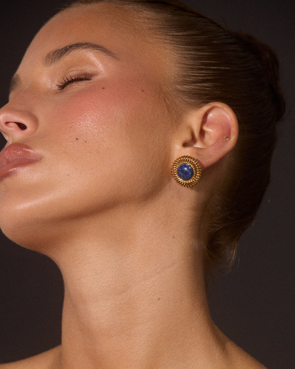 Lapis Spirale Studs - Earrings — detail view
