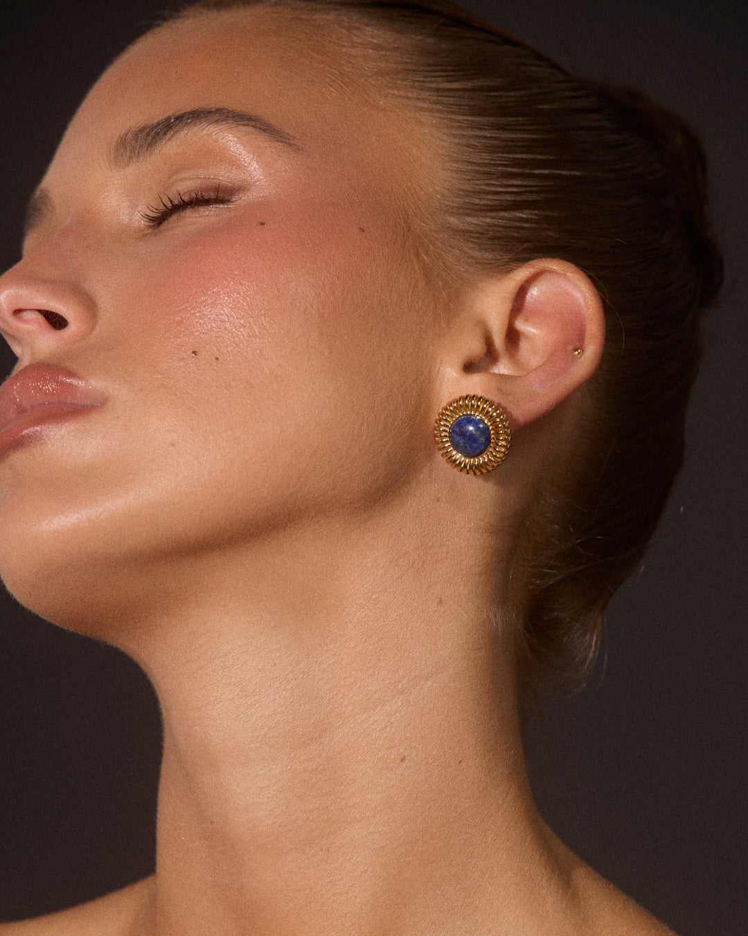 Lapis Spirale Studs - Earrings — detail view