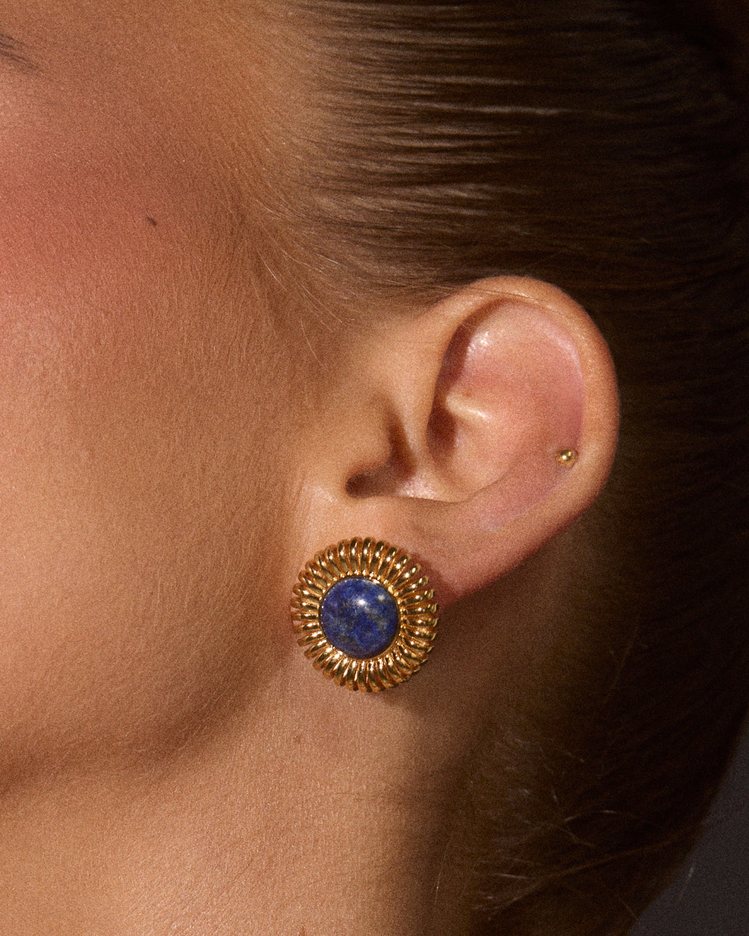 Lapis Spirale Studs - Earrings — another angle