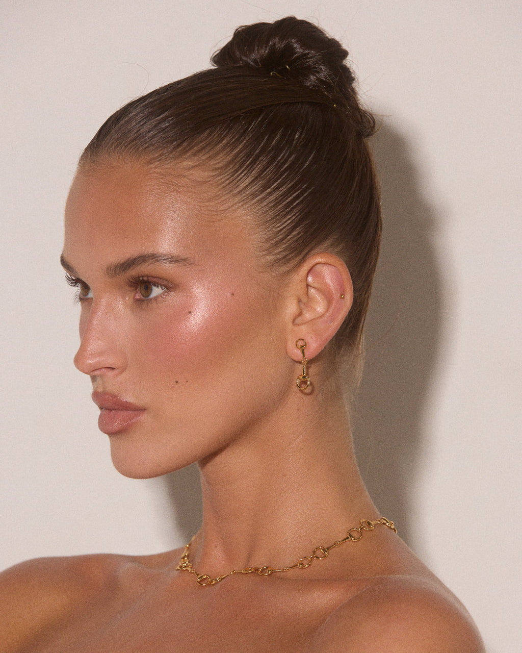 Horsebit Stud Earrings — another angle