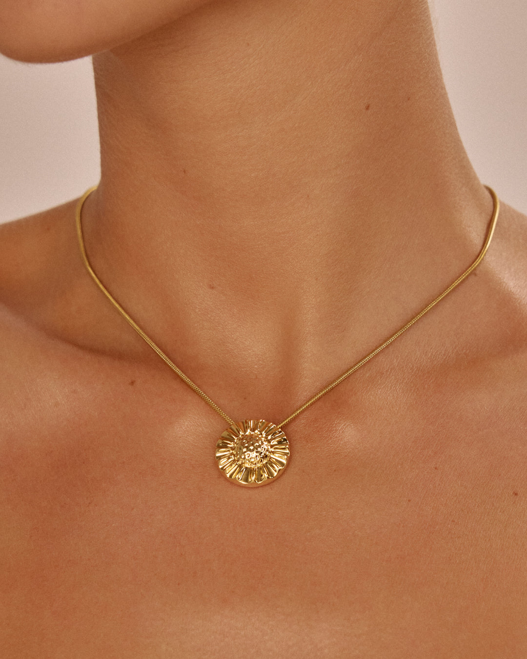Sunflower Pendant Necklace — detail view