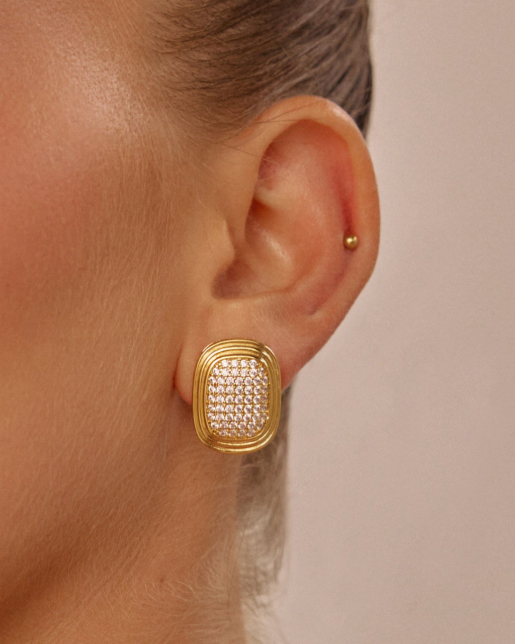Pavé Oval Statement Studs - Earrings — detail view