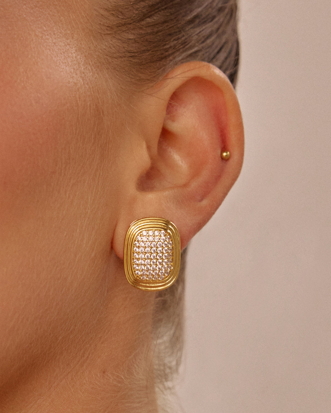 Pavé Oval Statement Studs - Earrings — detail view