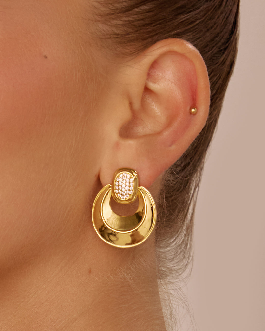 Pavé Doorknocker Hoops — another angle