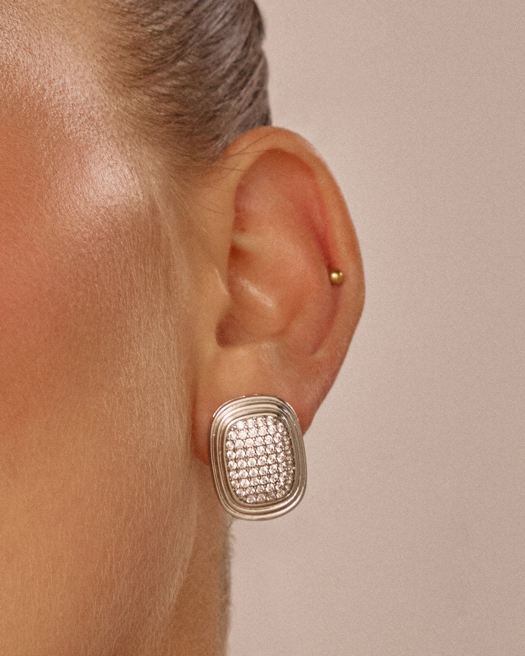 Pavé Oval Statement Studs - Earrings — alternate view 2