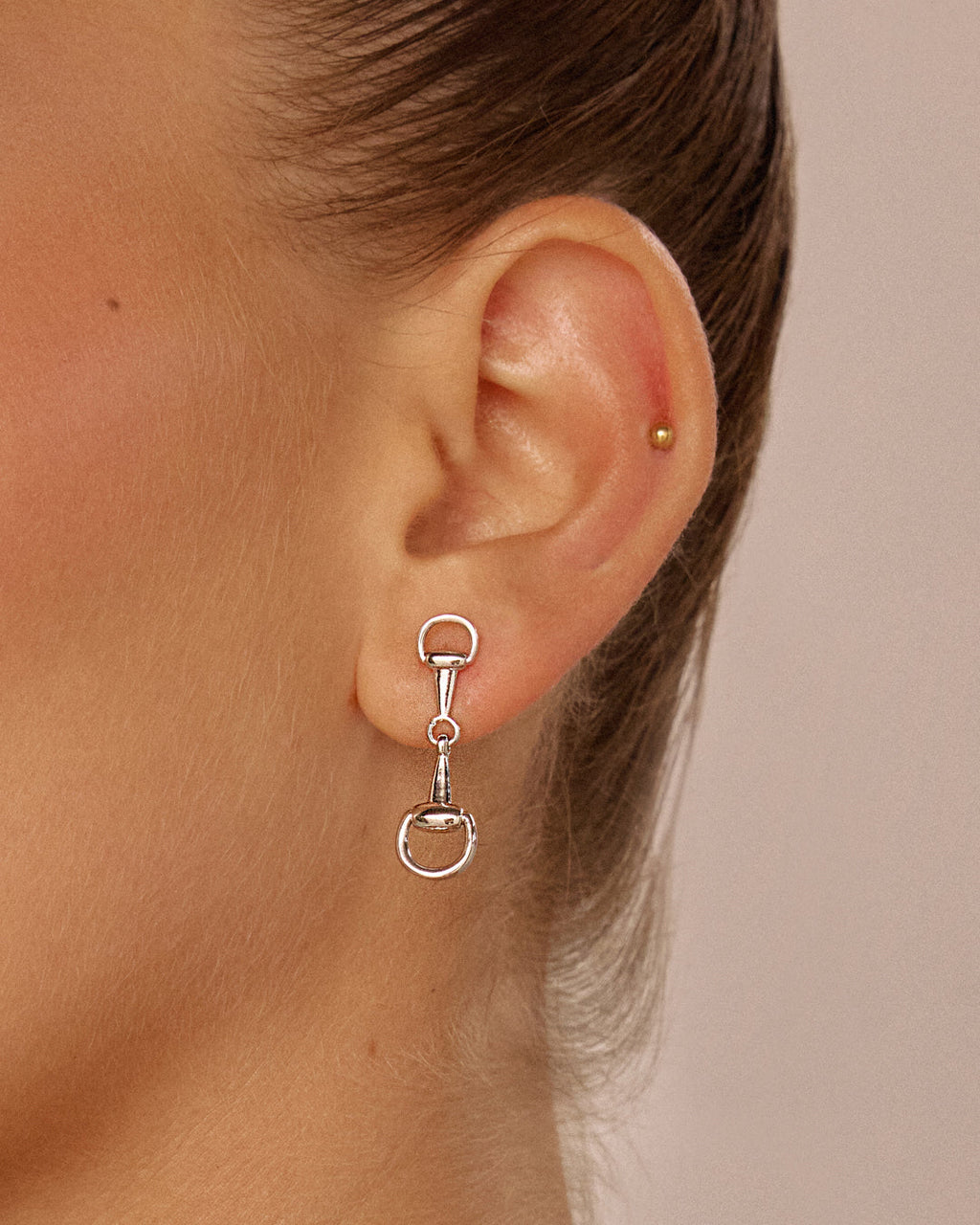 Horsebit Stud Earrings — alternate angle