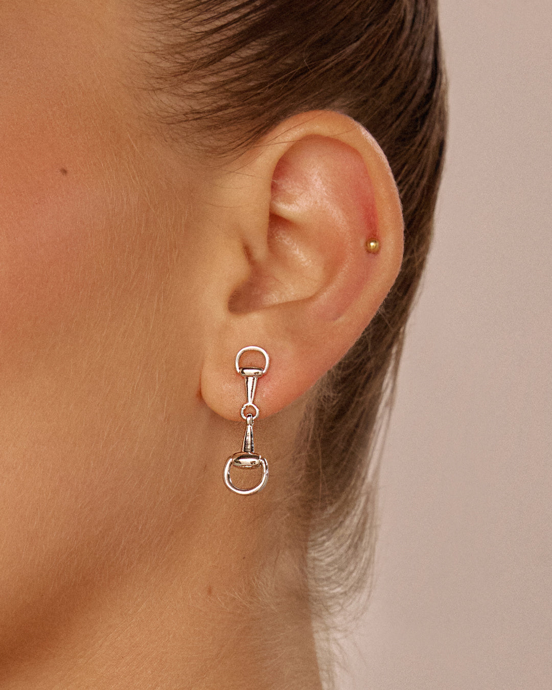 Horsebit Stud Earrings — alternate angle