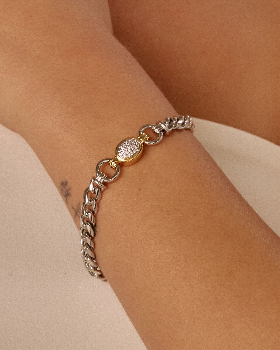 Pavé Oval Link Bracelet — another angle