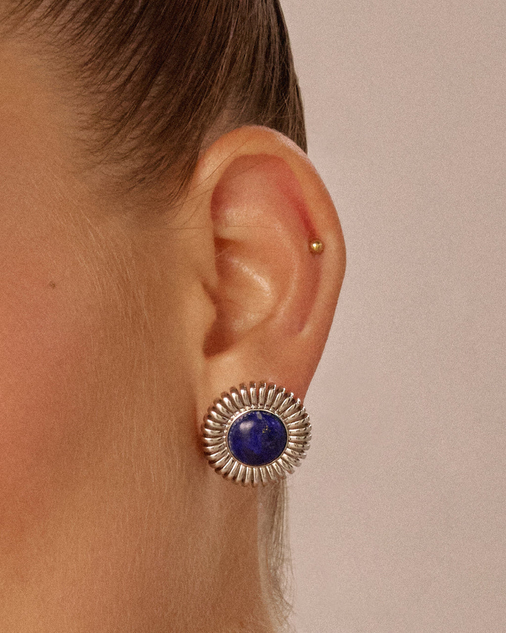 Lapis Spirale Studs - Earrings — alternate angle