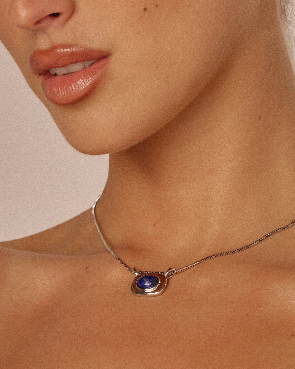 Lapis Bezel Charm Necklace — alternate view 2