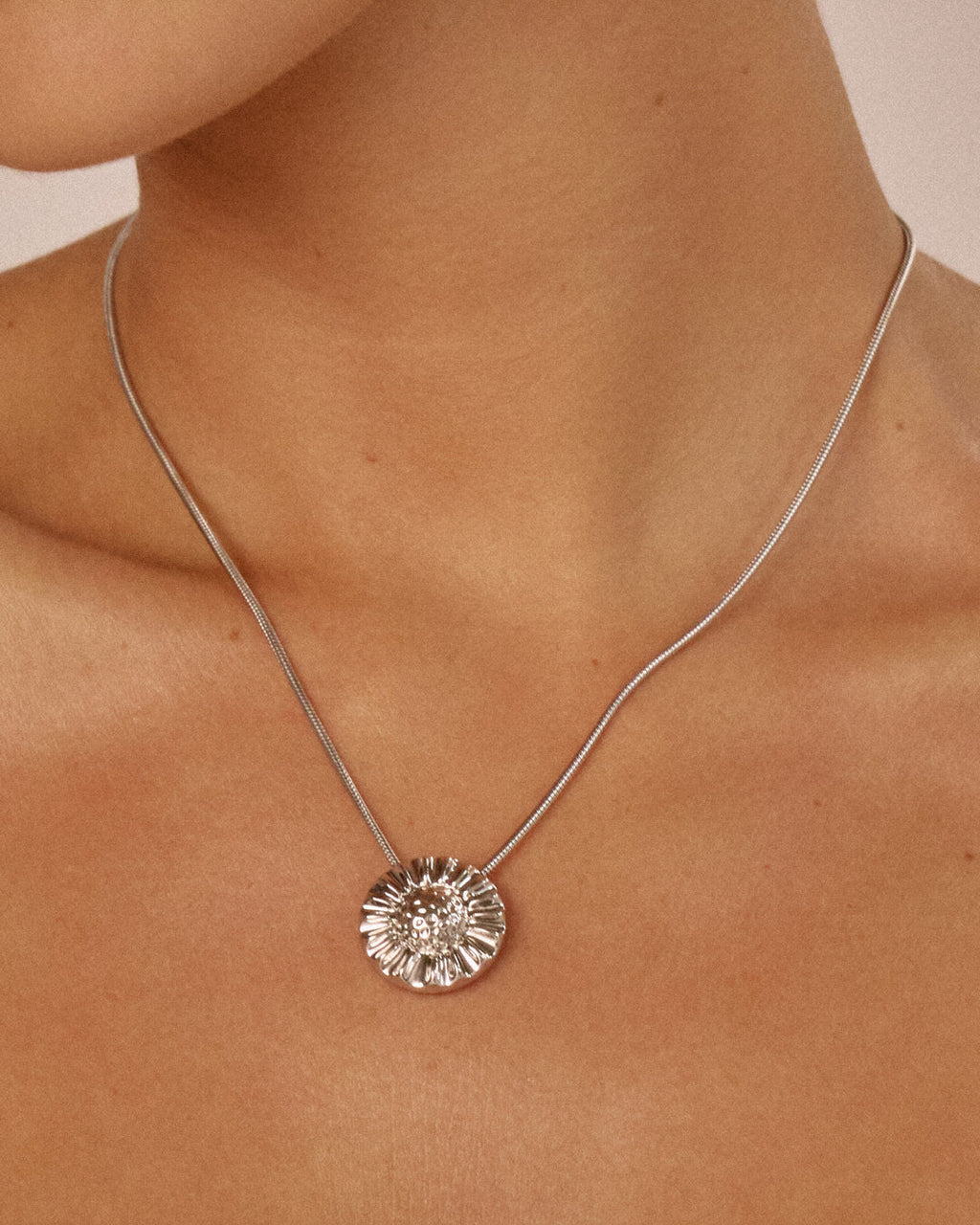 Sunflower Pendant Necklace — another angle
