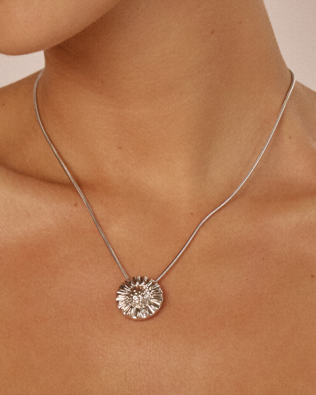 Sunflower Pendant Necklace — another angle
