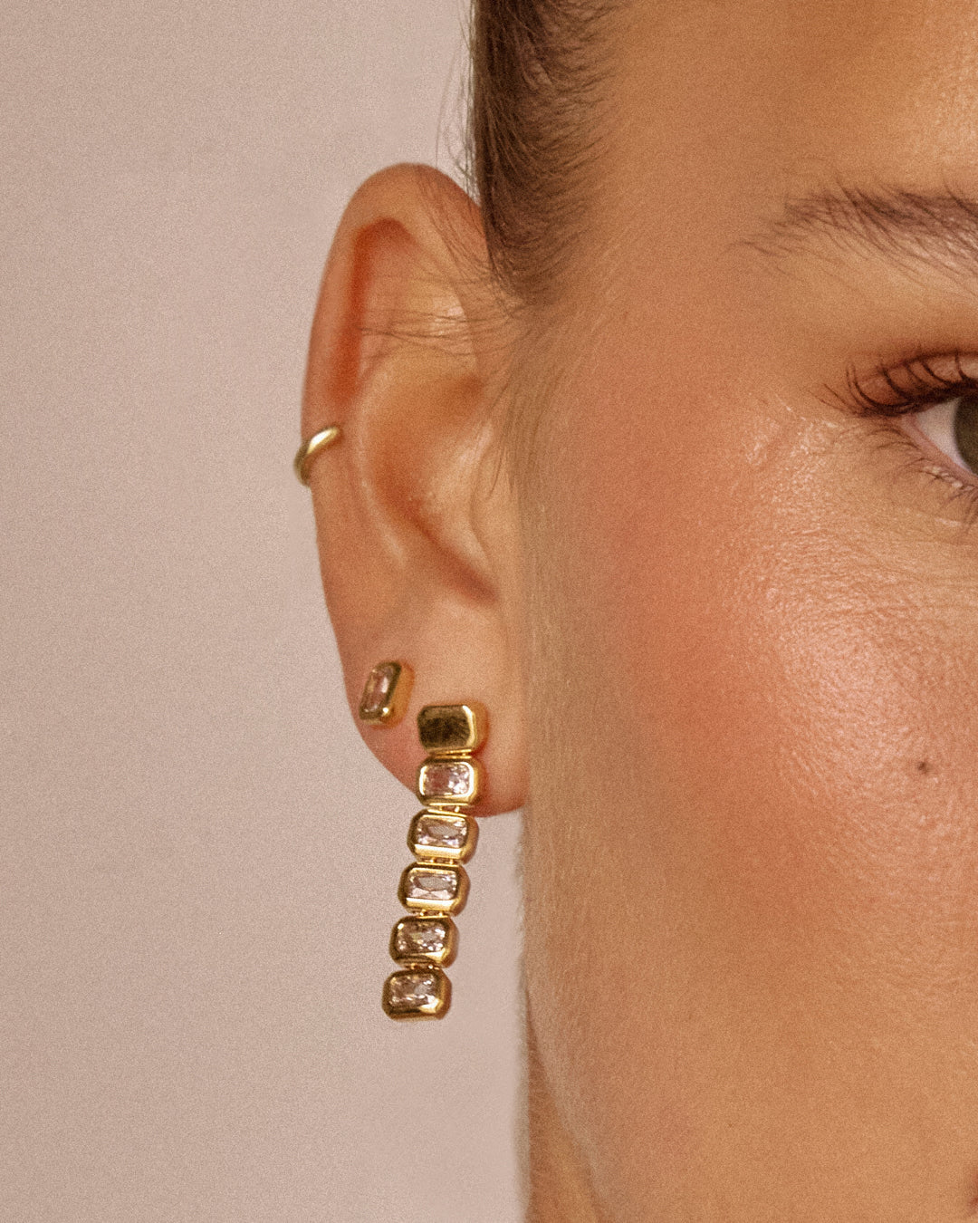 Bianca Bezel Drop Studs - Earrings — detail view