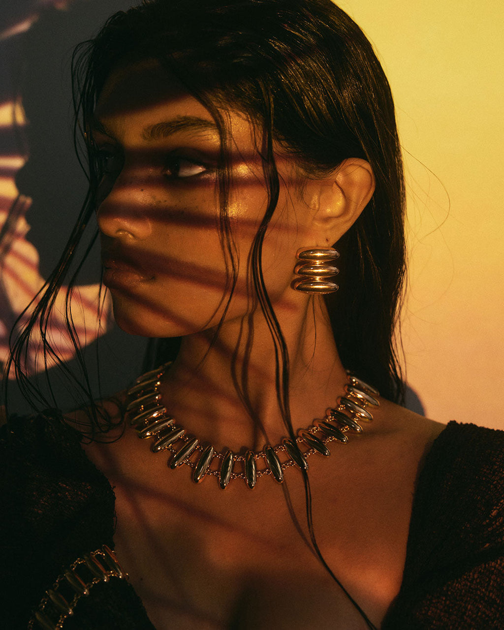 Milan Bead Stud Necklace — detail view