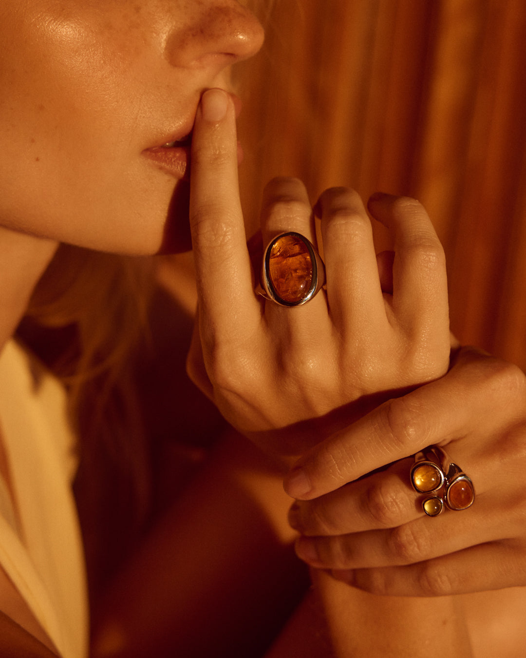 Honey Resin Stud Ring — alternate view 2
