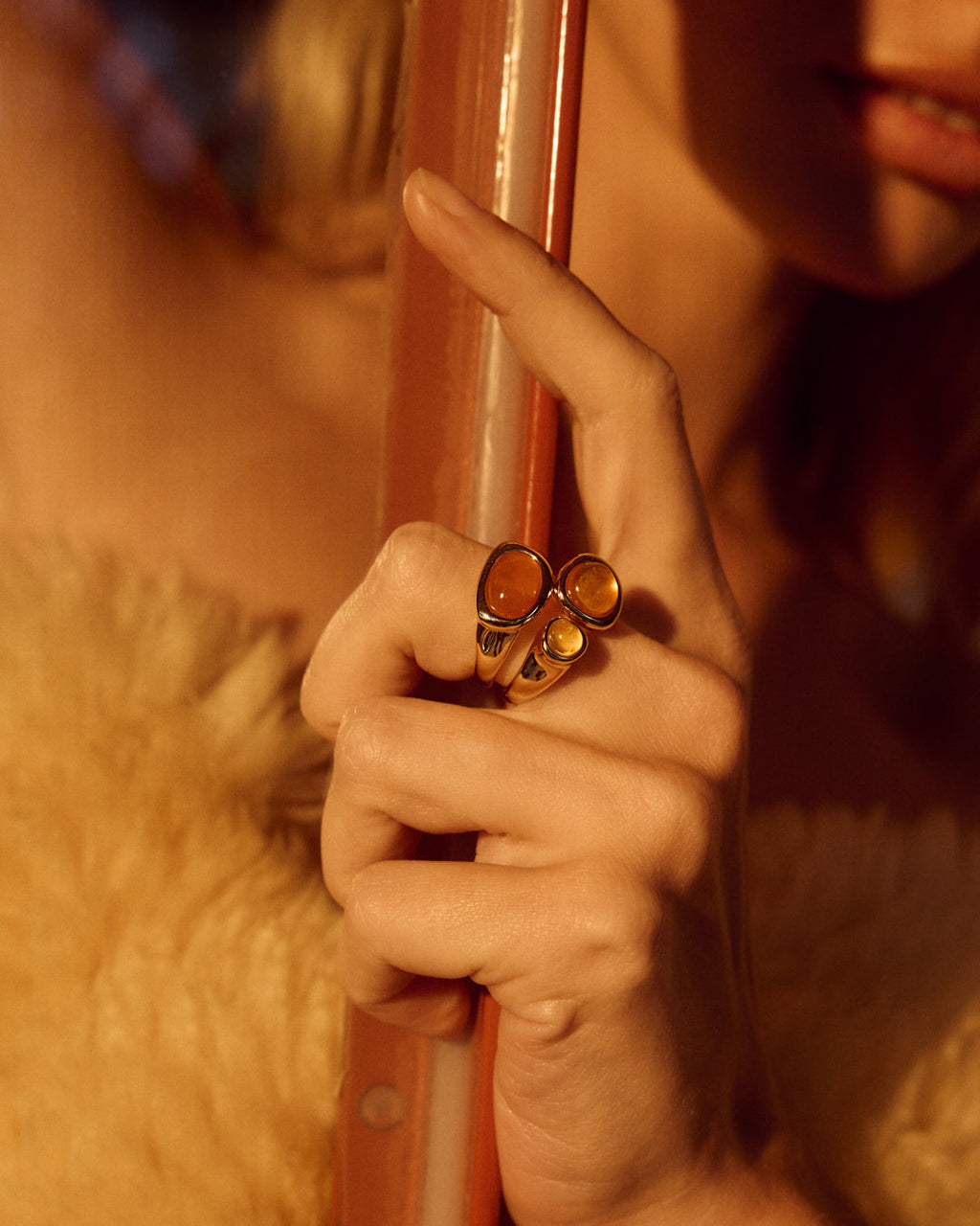 Amber Honey Resin Ring — alternate angle