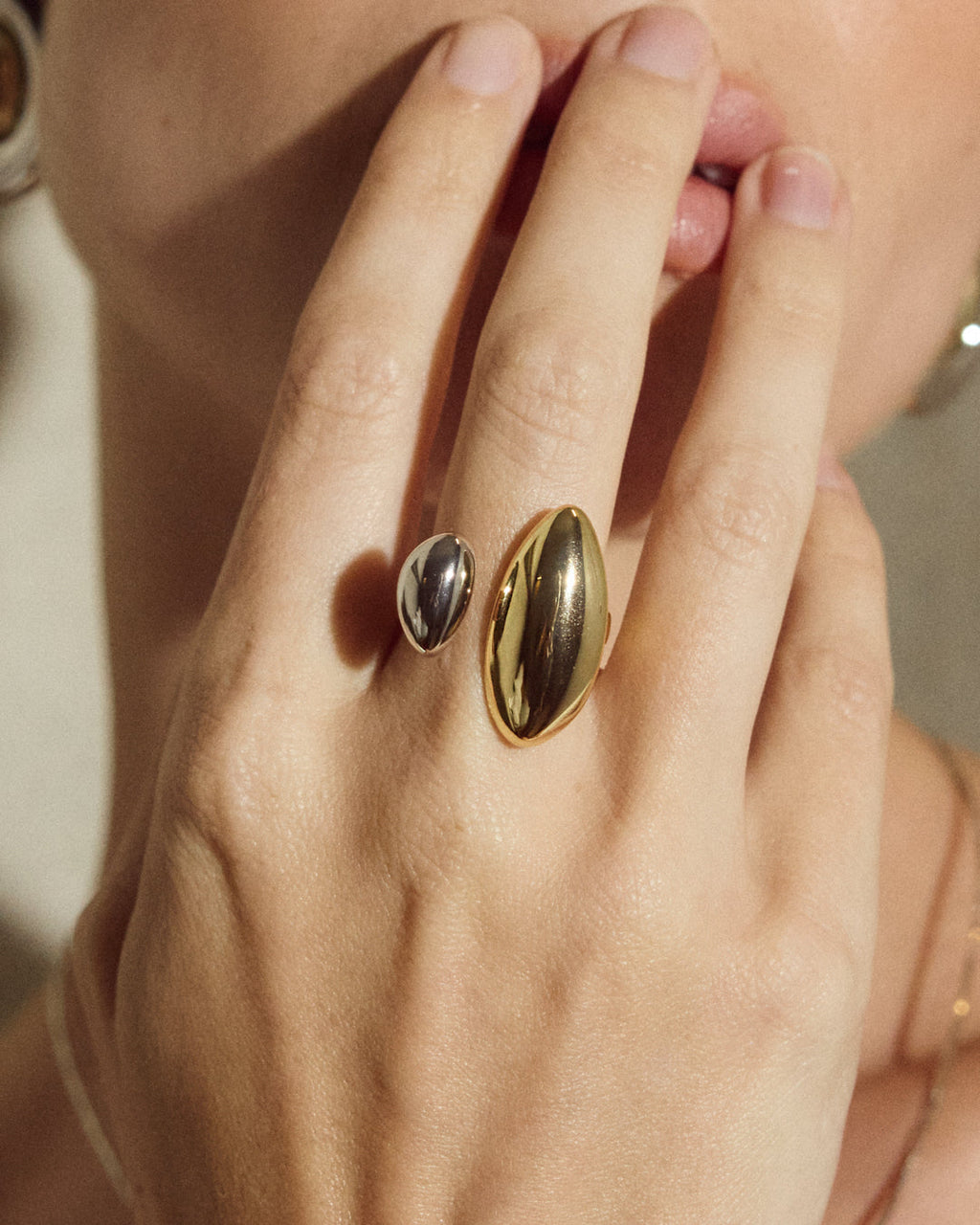 Two-Tone Chrome Orb Ring — alternate view