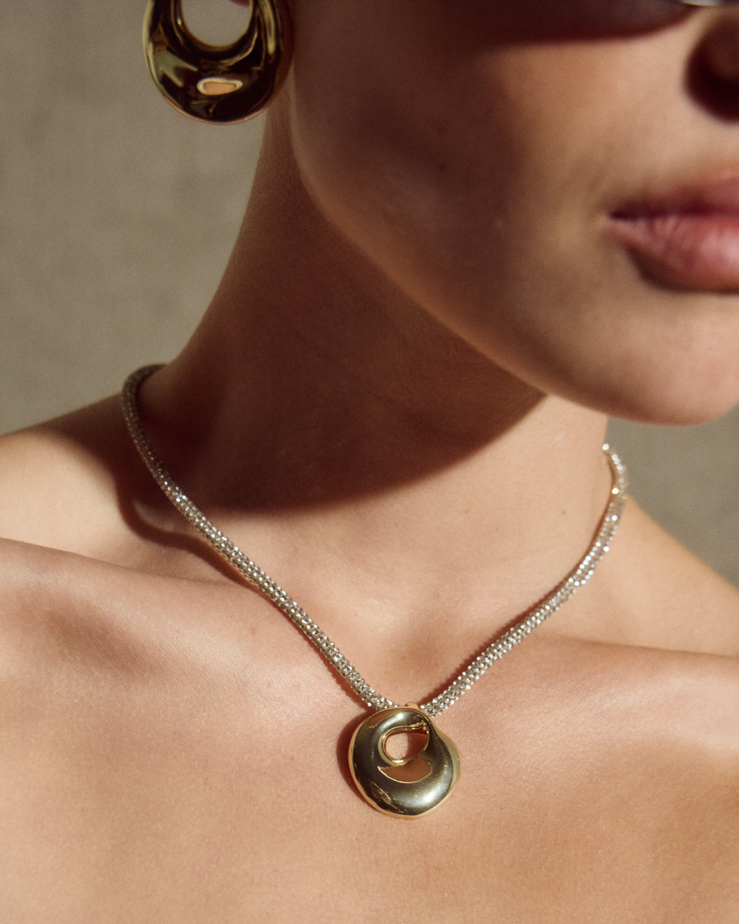 Mercury Disc Sparkle Necklace — alternate angle