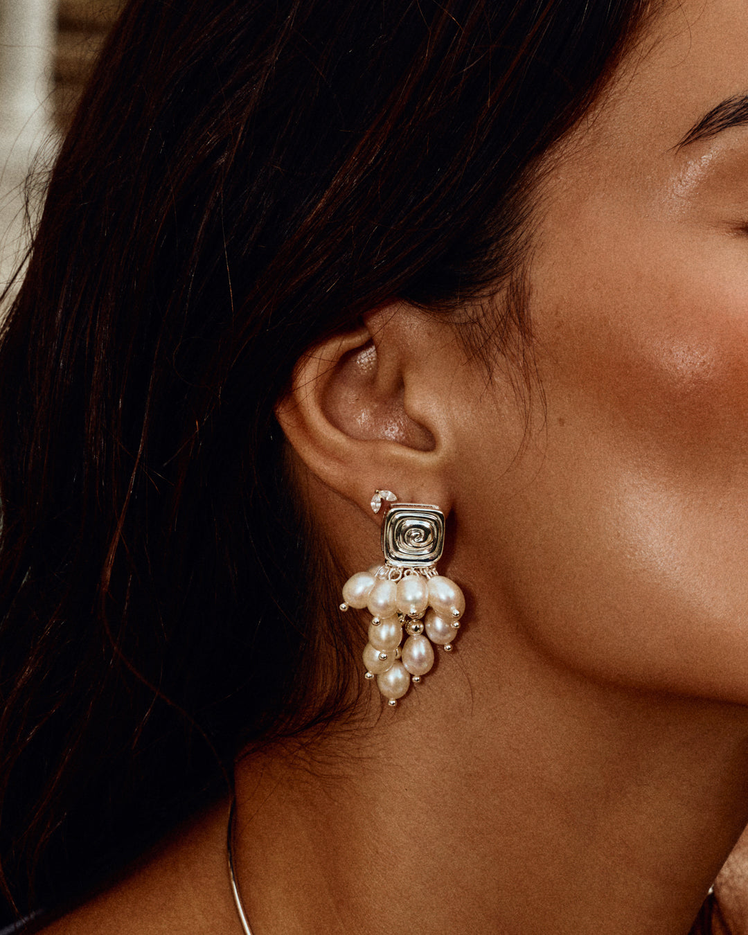 Seychelles Pearl Statement Studs - Silver - Earrings — alternate view