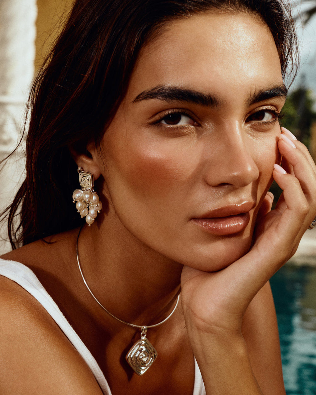 Seychelles Pearl Statement Studs - Gold - Earrings — alternate view