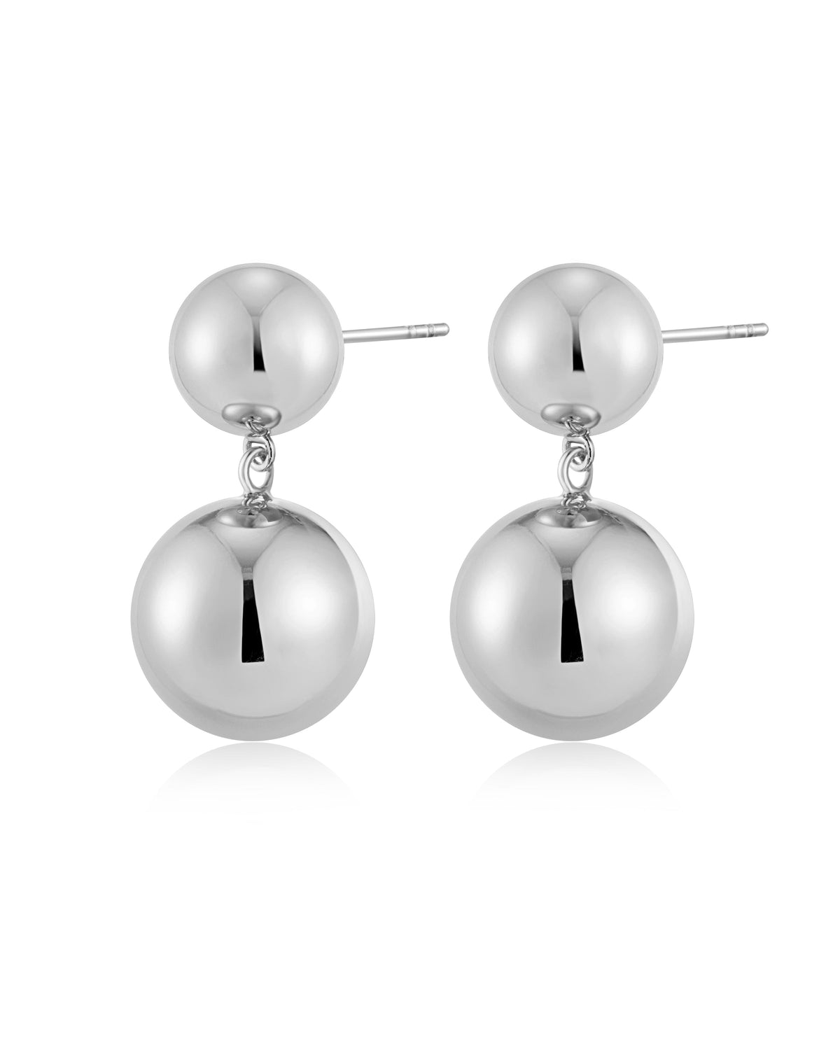 Double Ball Earrings - Silver