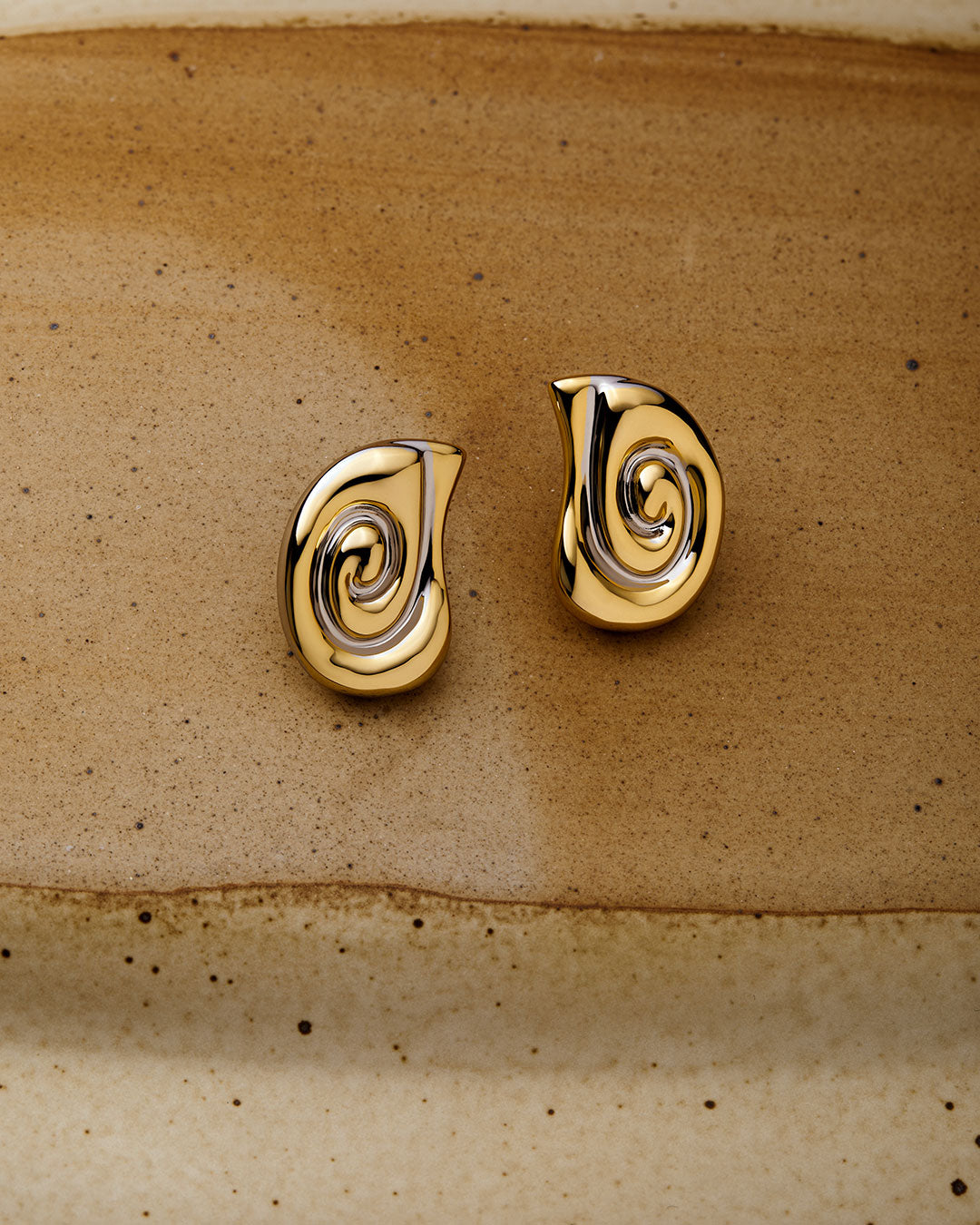 Two-Tone Coquille Studs - Earrings — alternate view