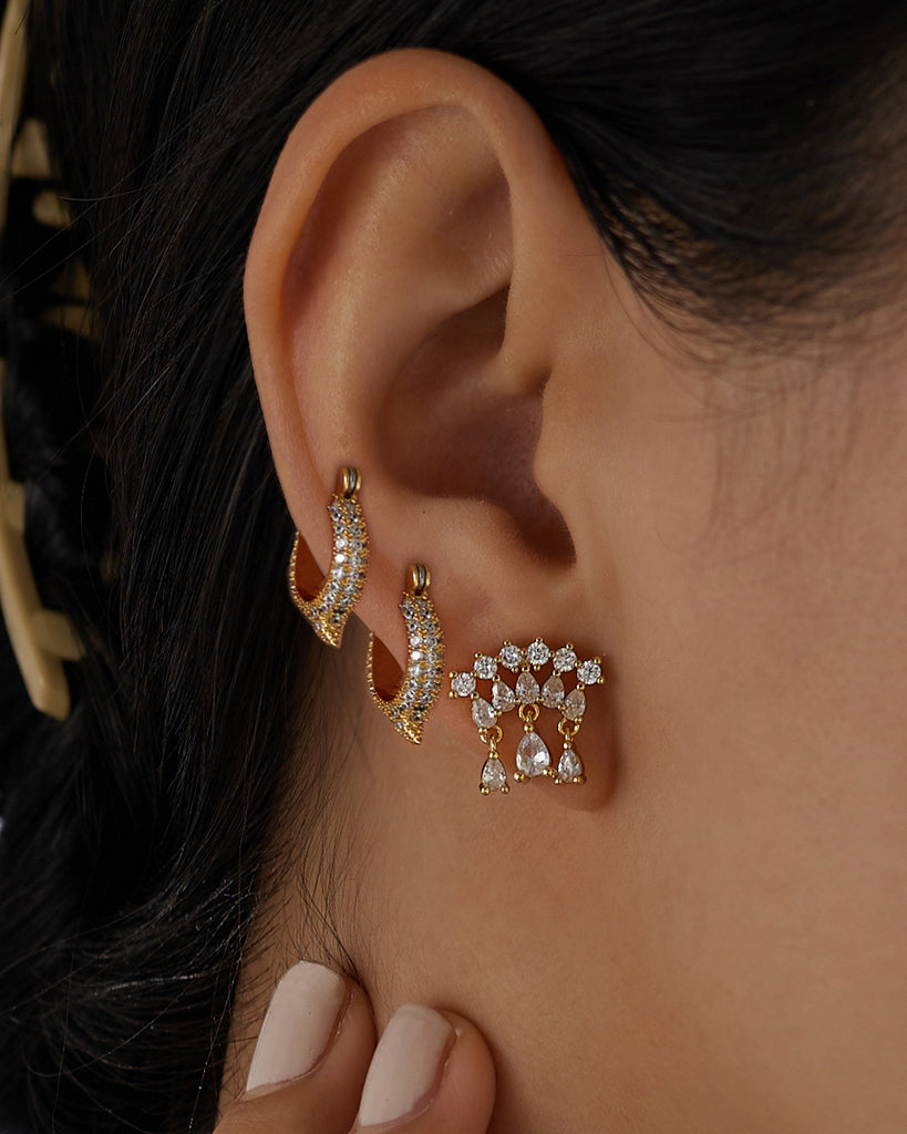 Pavé Thorn Huggies - Gold - Earrings — alternate angle 4