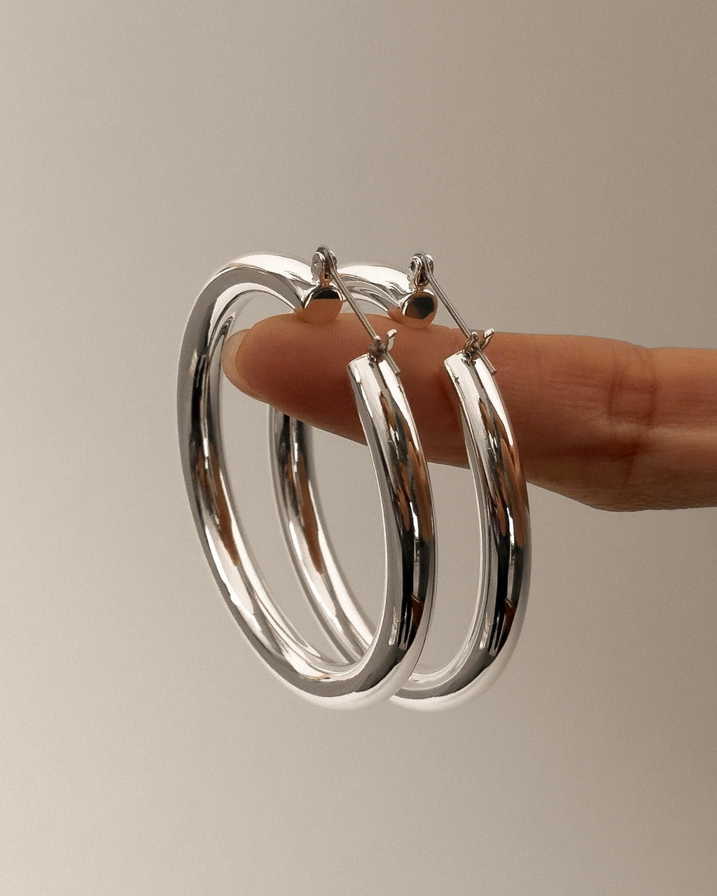 Amalfi Tube Hoops - Silver — another angle