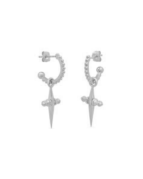 Mini Cross Hoops - Silver