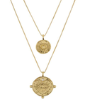 Evil Eye Double Coin Necklace - Gold