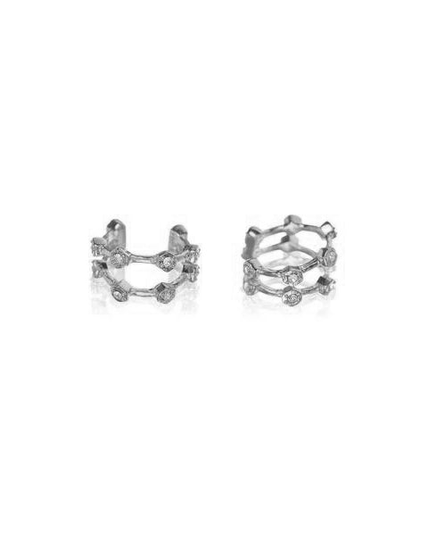 Pavé Hex Ear Cuff - Silver - Earrings