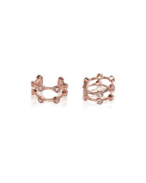 Pavé Hex Ear Cuff - Rose Gold - Earrings