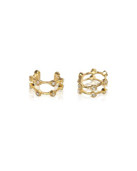 Pavé Hex Ear Cuff - Gold - Earrings