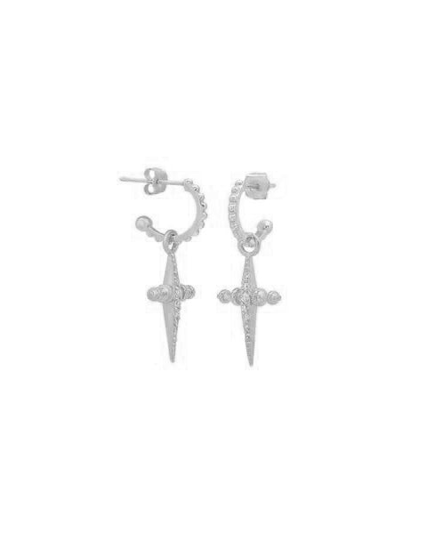 Pavé Mini Cross Hoops - Silver