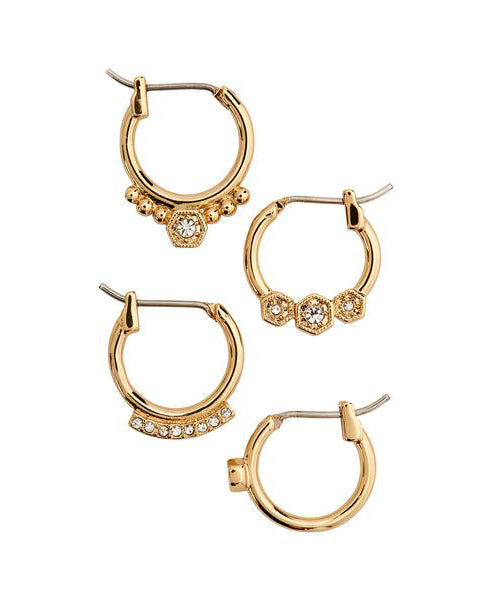 Full Bloom Hoop Earring Set - Gold