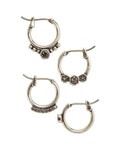 Full Bloom Hoop Earring Set - Silver