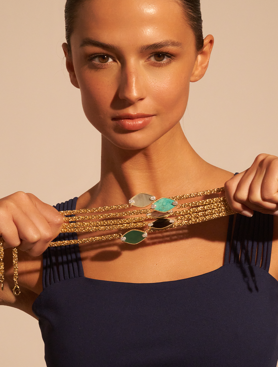 Mayan Necklace - Textured Onyx - detail view