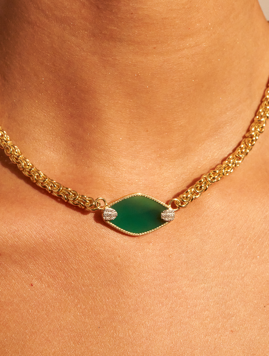 Mayan Necklace - Green Onyx - alternate view