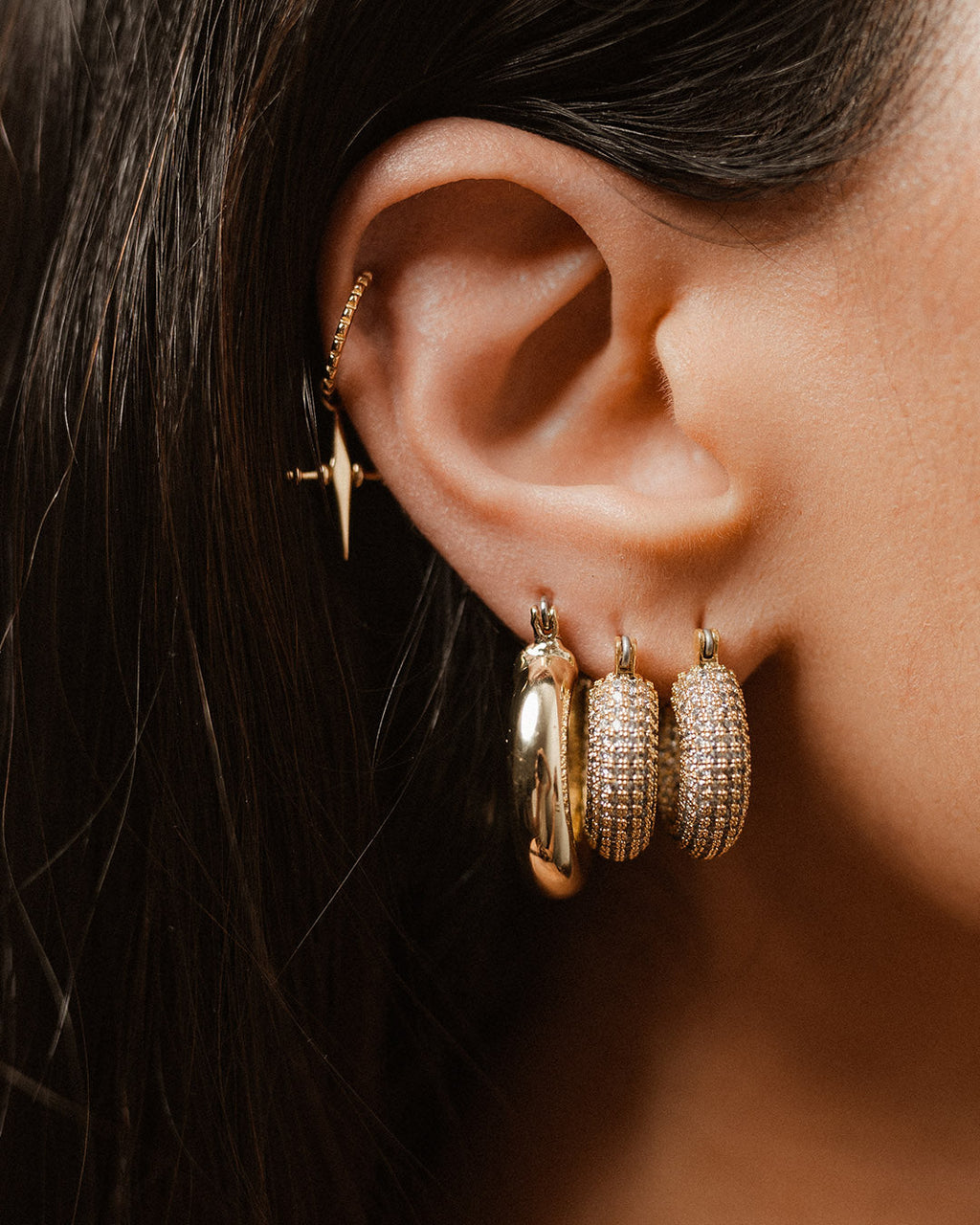 Pavé Mini Donut Hoops - Rose Gold — detail view