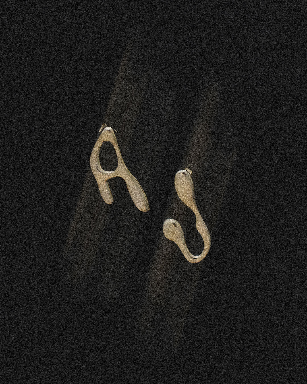 Goopy Letter Initial Earrings — another angle