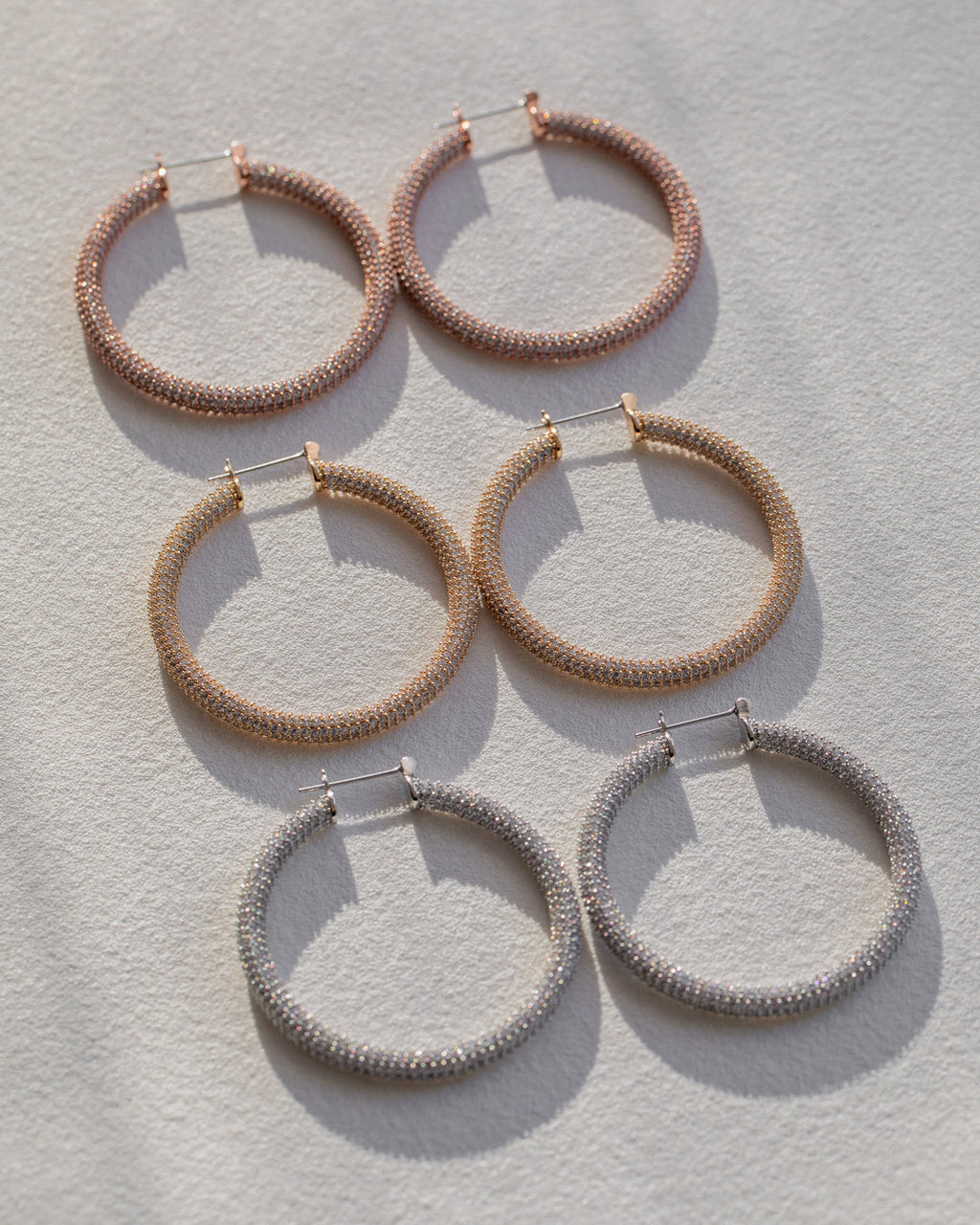 Pave Amalfi Hoops- Rose Gold — alternate angle